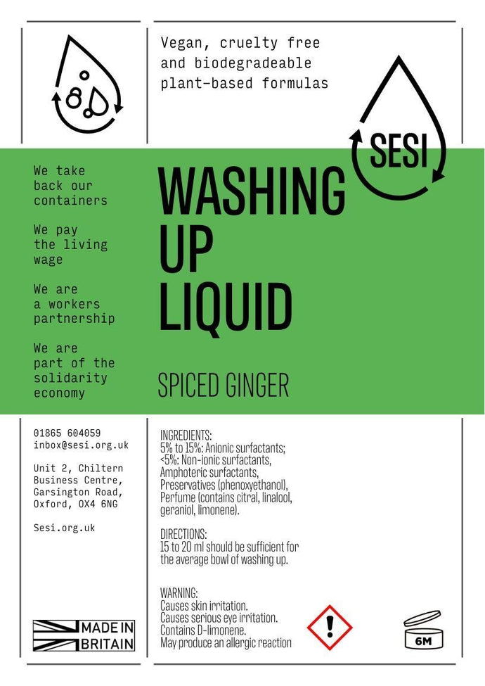 Sesi Washing Up Liquid - Spiced Ginger