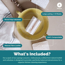 Load image into Gallery viewer, Jungle Culture Compostable Sponge With Loofah Scourers