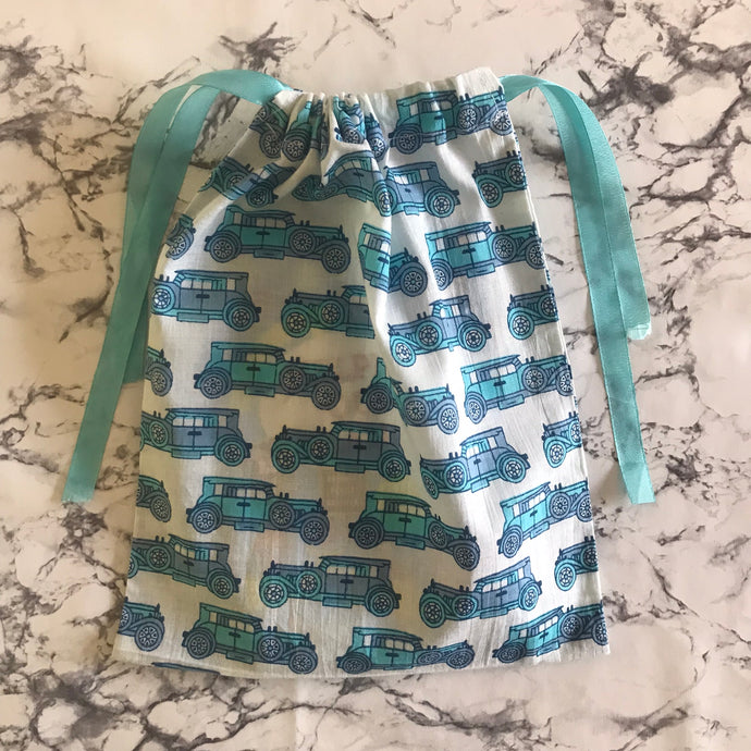 Orca and Bee Cotton Drawstring Gift Bag - Cars
