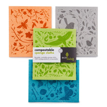 Load image into Gallery viewer, Compostable Sponge Cleaning Cloths - Botanic Garden (set of 4)