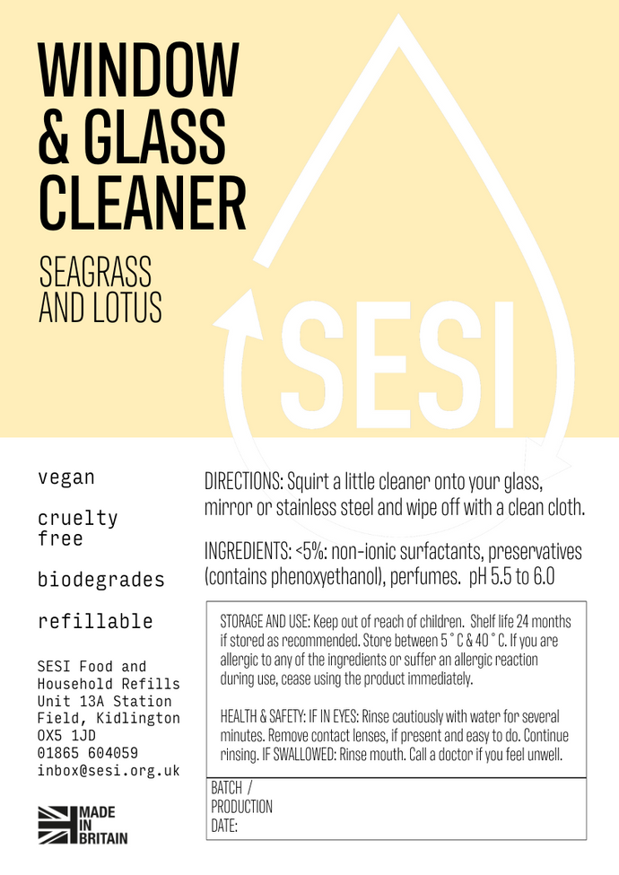 Sesi Glass and Window Cleaner - Seagrass and Lotus