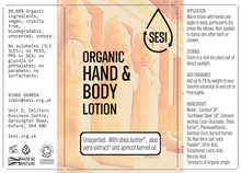Load image into Gallery viewer, Sesi Organic Hand and Body Lotion - Unfragranced (contains Shea Butter and Aloe Vera)
