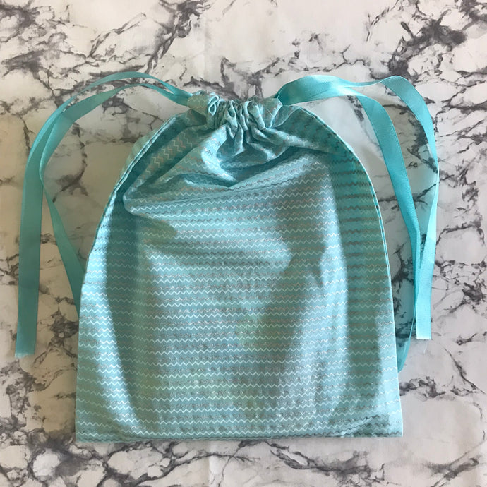 Orca and Bee Cotton Drawstring Gift Bag - Zigzag Lines